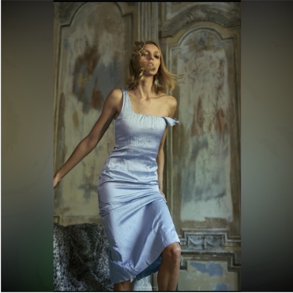 Zara, light blue, wrinkle look dress ZW collection , size Large